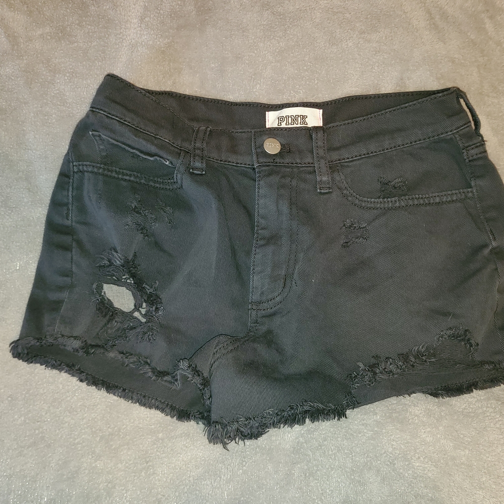 PINK Victoria's Secret Black Distressed Women's Shorts